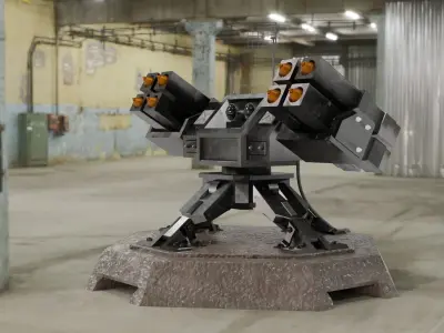 Rocket launcher turret free Free 3D model
