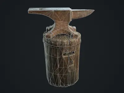 Anvil old ax Low-poly 3D model