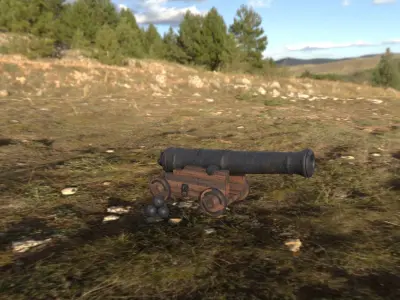 Weathered Cannon Low-poly 3D model