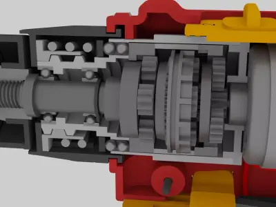 Cordless Drill with Full Internal Components 3D model