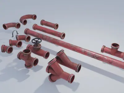 Large Metal Pipes 4K and 2K Low-poly 3D model