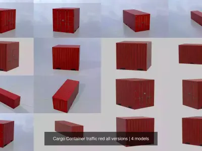 Cargo Container traffic red all versions 3D Model Pack