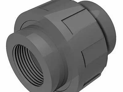 PVC Three Piece Unions - BSP Female -  Free 3D model