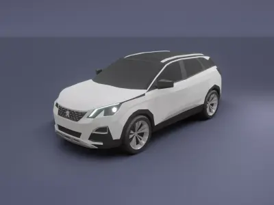 Peugeot 3008 low poly 3D model Low-poly 3D model