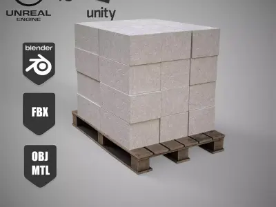The collection is a low-poly 3D model pallet with block Low-poly 3D model