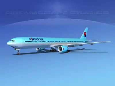 Boeing 777-300 Korean Airlines 3D model