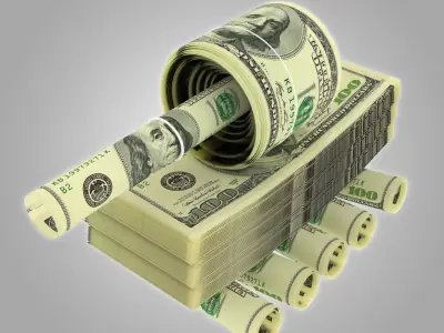 dollar-tank stack of dollar bills 3D model