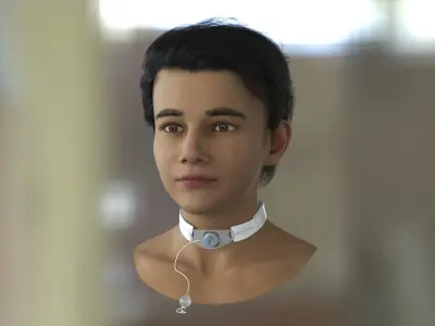  Tracheostomy Tube with Neckband Installed on Patient 