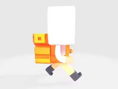 robot with backpack Low-poly 3D model