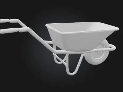 Blue Wheelbarrow  Realistic Construction Site Cart Model 3D model