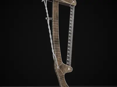 Antique Wooden Bow Saw Low-poly 3D model