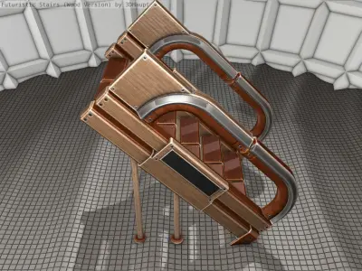 Wood Stairs Construction Element 4 Low-poly 3D model