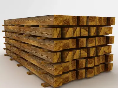 Wooden Bar Stack 3D model
