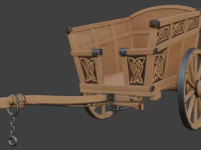 Ornate Wooden Carriage 3D Model 3D model buy