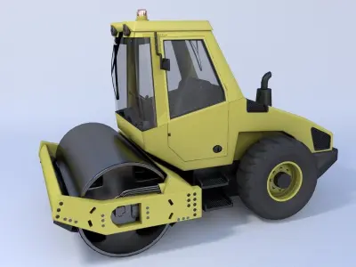 Steamroller old version Low-poly 3D model