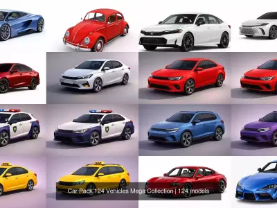 Car Pack 124 Vehicles Mega Collection
