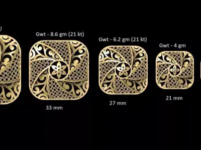 VR-PND2256 gold plated nail art stickers 3D print model