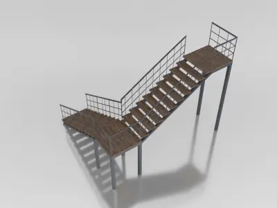 Metal L Stair Low-poly 3D model