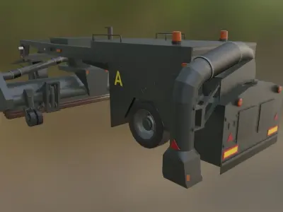 Towed Airport Sweeper-Blower for runway maintenance Low-poly 3D model