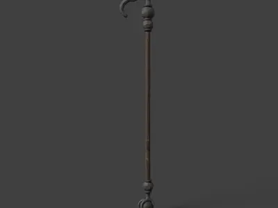 Stylized Walking Cane Low-poly 3D model