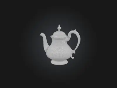 Silver Teapot Model Low-poly 3D model