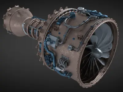 Jet engine 3D model 5