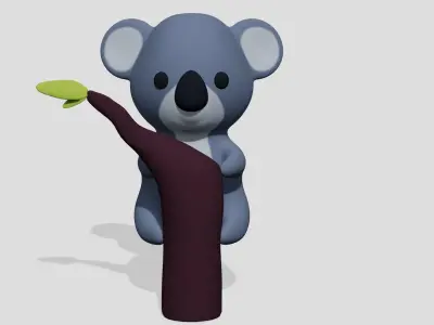 Cute koala  on a tree 3D model