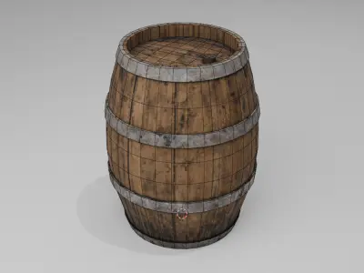 Wooden Barrel Low-poly 3D model
