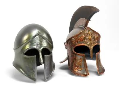 Greek helmets Low-poly 3D model