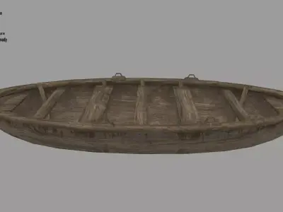 boat 6 wooden Low-poly 3D model