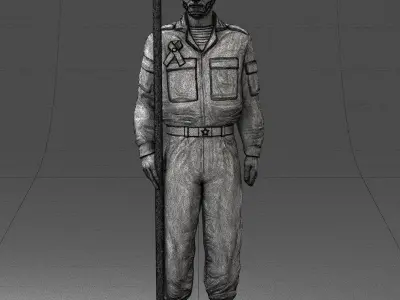 000114 Soviet Tank Crewman with Goggles 0116 3D model