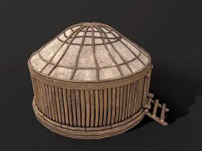 Traditional Yurt Nomads Tent with Interior 6 Low Poly PBR Low-poly 3D model