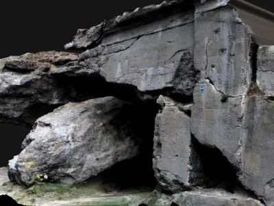ww2 destroyed bunker front wall concrete photogrammetry Low-poly 3D model