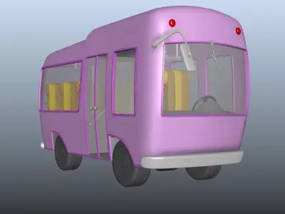 Cartoony Bus Model Low-poly 3D model