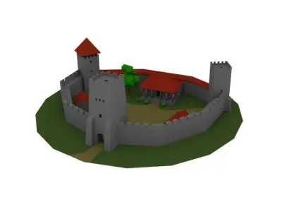 Lowpoly castle on island Free low-poly 3D model