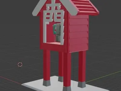 Special phone booth in Kinmen Taiwan Low-poly 3D model