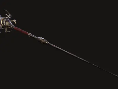 Dark Mage Staff  Low-poly 3D model