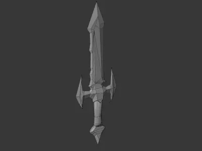 fantasy stylized game sword Low-poly 3D model