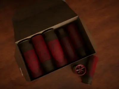 Shotgun shell gauge 12 and Remington shell box Low-poly 3D model