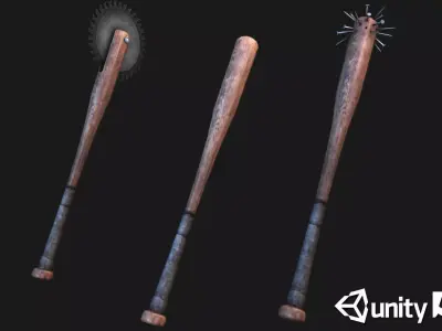 Modded Baseball Bats Vol 1 Low-poly 3D model