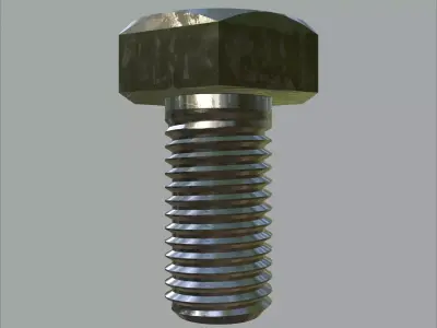 Steel Stained Hex M10 High Detail Bolt with 4K PBR Textures 3D model