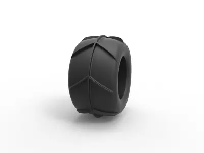 Dune buggy rear tire 27 Scale 1 to 25 3D print model