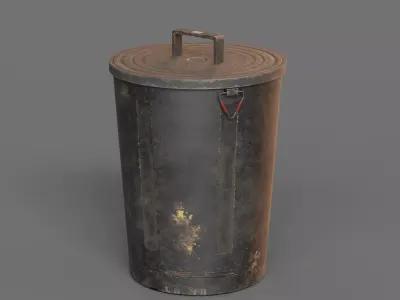 Garbage can Aged PBR Low-poly 3D model