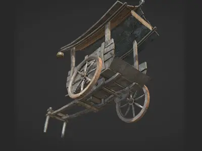 Wooden Cart 3D model 6