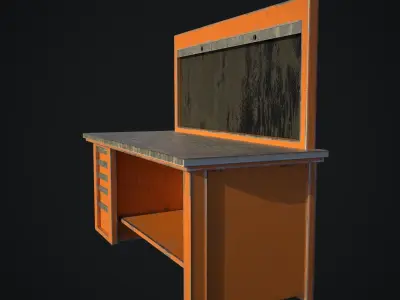 Old dust workbench Low-poly 3D model
