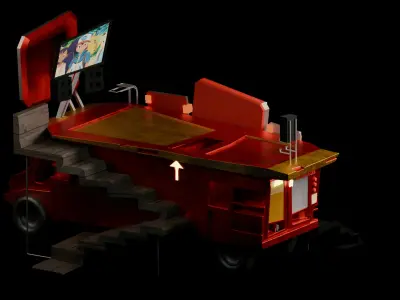 Food Truck Stall Free low-poly 3D model