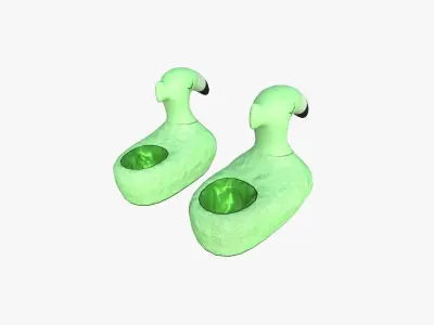 Slippers C03 Green Flamingo - Costume Character Design Low-poly 3D model