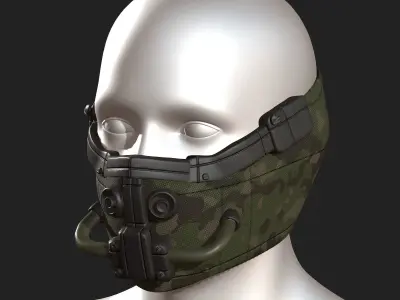 Gas mask helmet protection scifi military futuristic technology  Low-poly 3D model
