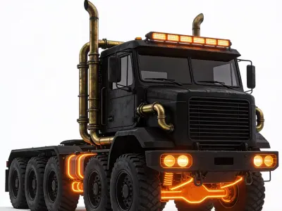 Leviathan-T Heavy Tactical Truck Low Poly 3D Model Low-poly 3D model