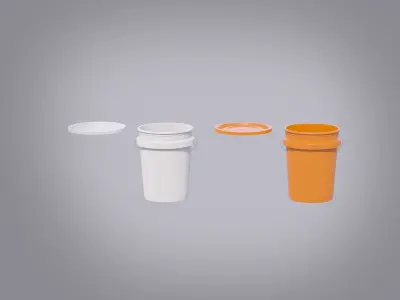 Buckets - Plastic  Low-poly 3D model